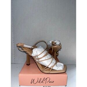 Wild Pair Women’s Eross Nude Lace up High Heel Dress Sandals Gladiator Size 7M